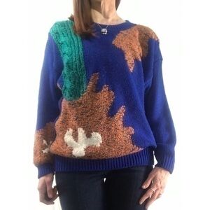 80’s Vintage Eminent Multi-Color Abstract Print Crewneck Sweater